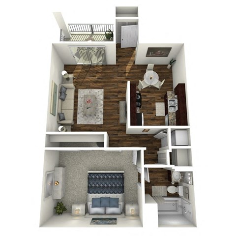 Floor plan for 1 bed, 1 bath, 680 sqft
